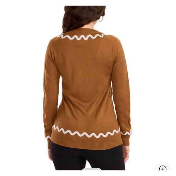 Tipsy Elves Brown Gingerbread Sweater Cardigan 4XL NWT - Picture 2 of 3